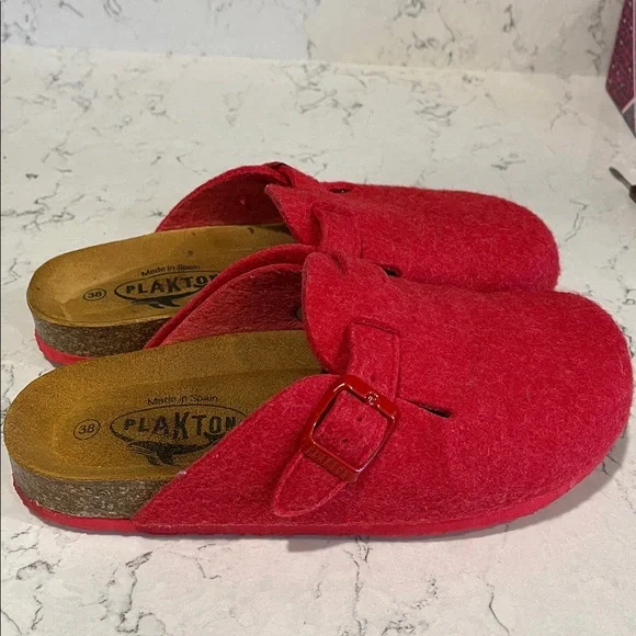 Plakton Red Wool Clogs with Buckle Made in Spain Size 7.5 - Picture 4 of 7